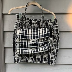 forever21 matching black and white skirt and purse 2 piece set